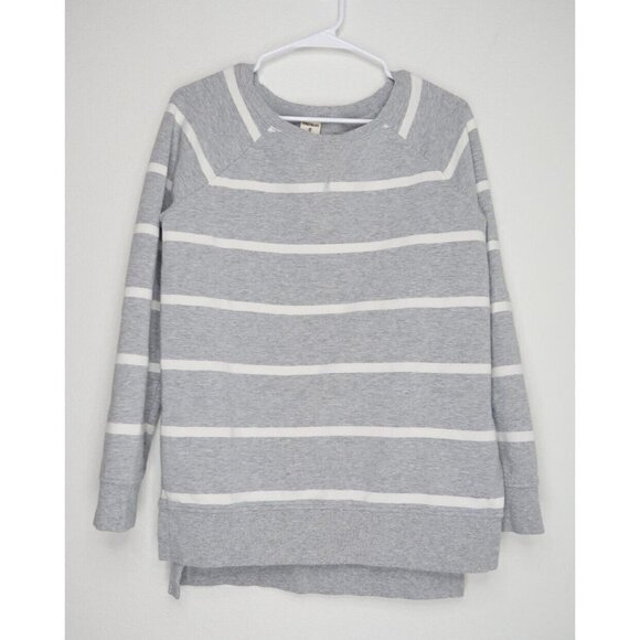 Goodthreads Sweater Heather Gray Open Stripe Long Sleeve Crew Neck Women's XS - Picture 1 of 10